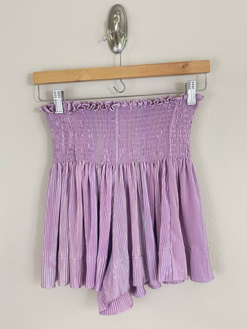 Queen of Sparkles Smocked Waist Lilac Mini Shorts Size XS
